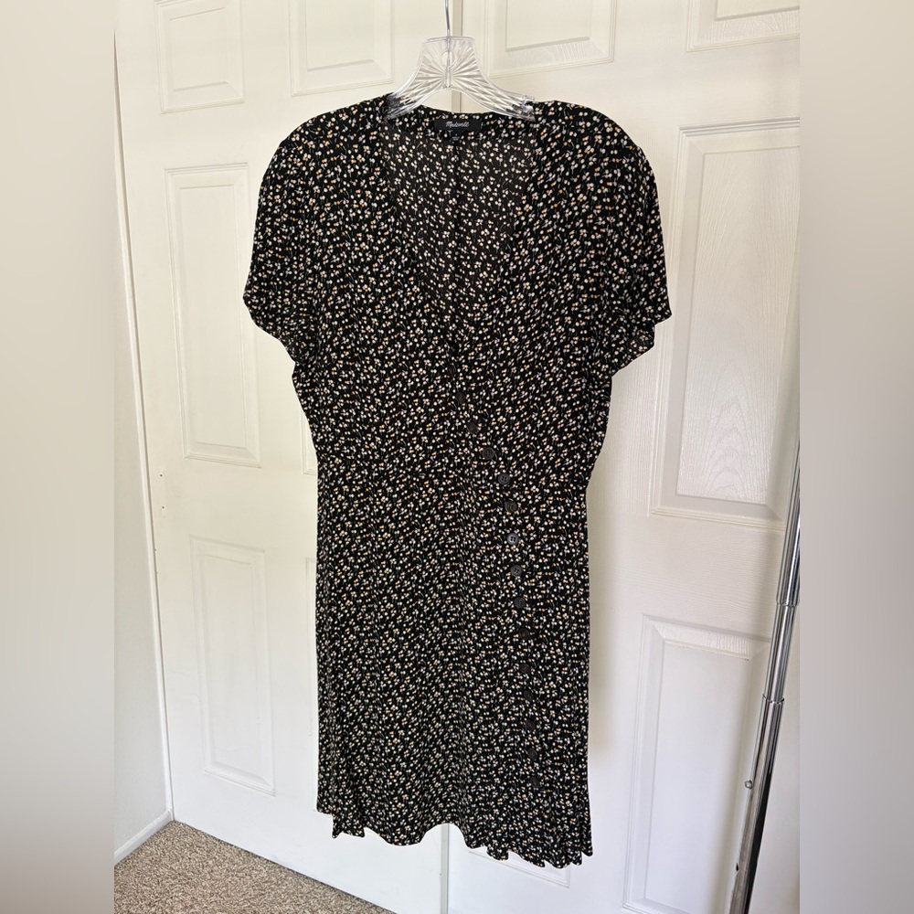 Madewell black Flutter Sleeve Wrap Midi Dress